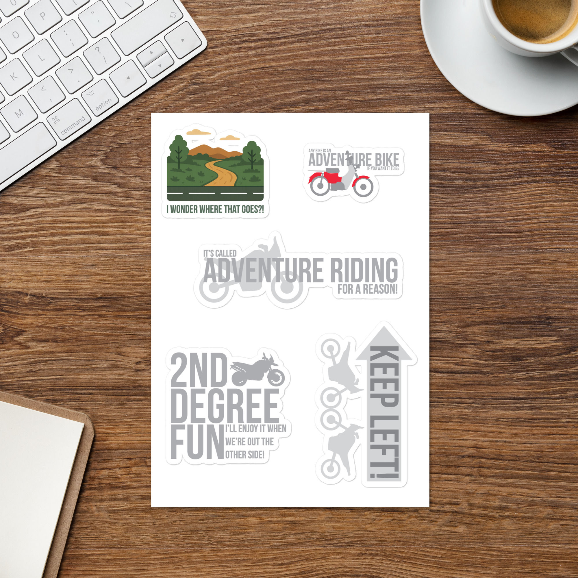 Adventure Riding sayings sticker sheet