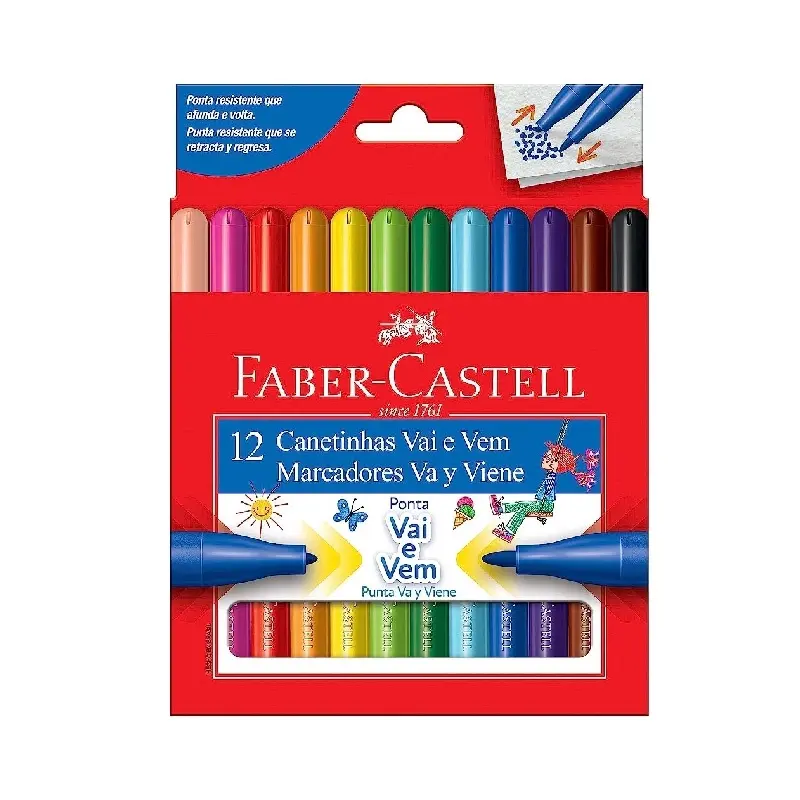 Caneta Hidrográfica Vai e Vem 12 Cores - Faber-Castell