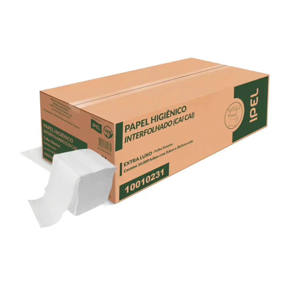 Papel Higiênico Interfolhado (Cai Cai) Folha Simples 10.000 Folhas -  IPEL