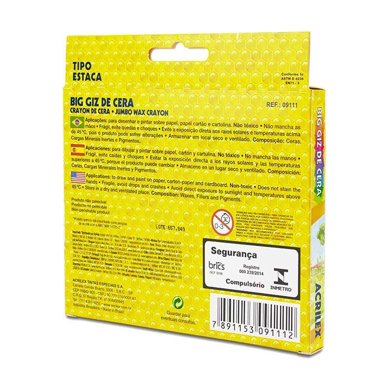 Miniatura: Giz de Cera Jumbo 12 Cores Big Giz 112 g - Acrilex