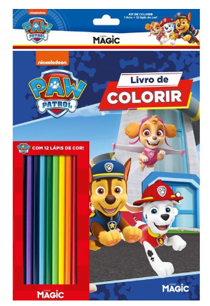 Livro Infantil Colorir Kit Lápis de Cor Patrulha Canina - Magic Kids