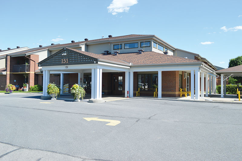 Interior painting project at Centre J. Urgel Forget in Embrun, featuring refreshed seniors’ apartment interiors, common lounges, dining room, activity spaces, fitness room, kitchen areas, doors, trims, walls, ceilings, and clean professional finishes.