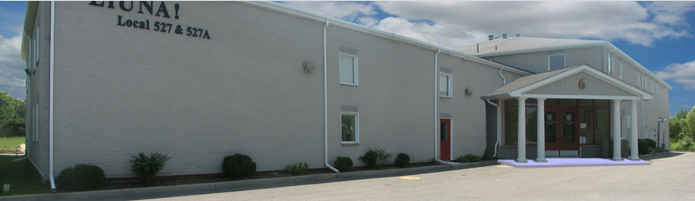 Exterior view of the LiUNA Local 527 & 527A Training and Education Centre in Nepean, featuring the main entrance and institutional training facility façade.