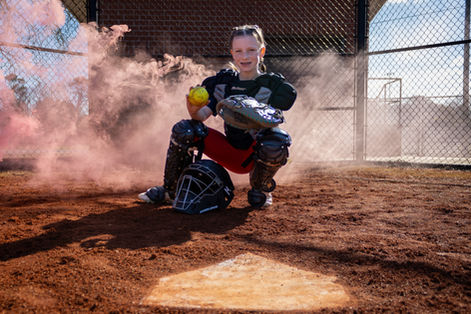 Smoke bomb softball catcher photo session in Portal Georgia by Capture Grace Photography