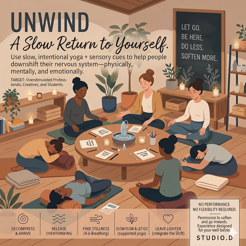 “Unwind: A Slow Return to Yourself” - Slow & intentional yoga to help downshift the nervous system.