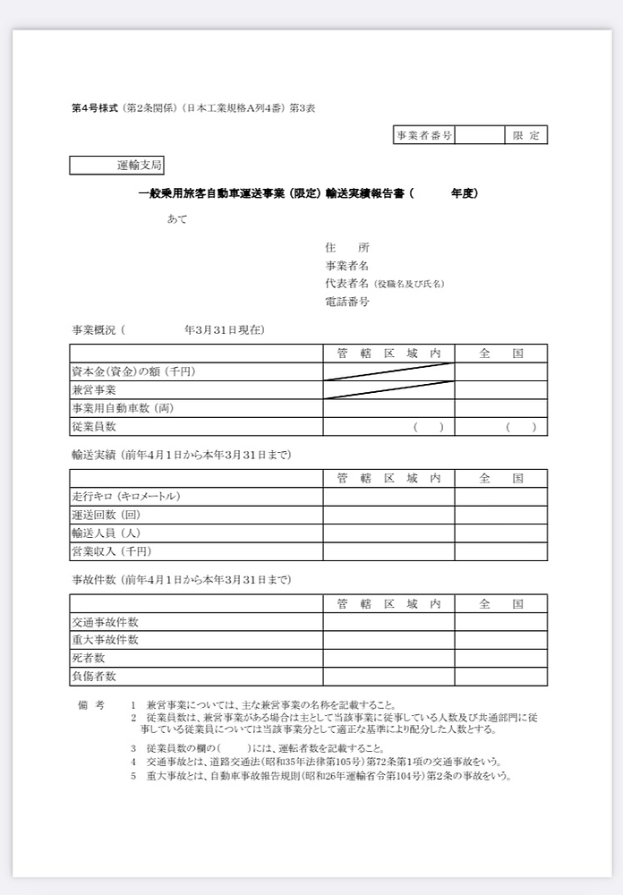 輸送実績報告書