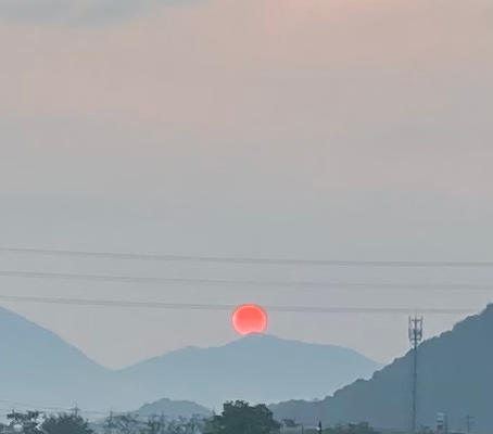 朝、太陽