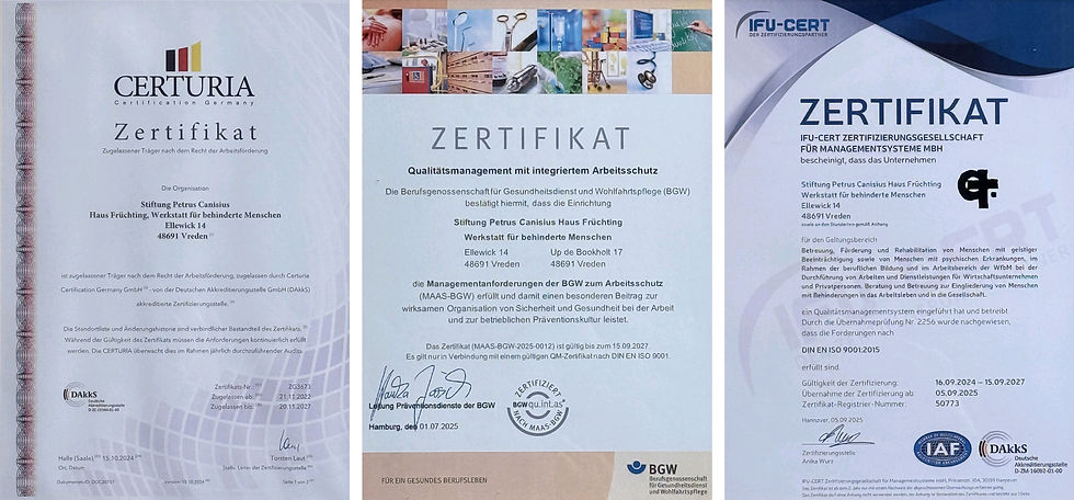 Foto der drei Zertifikate