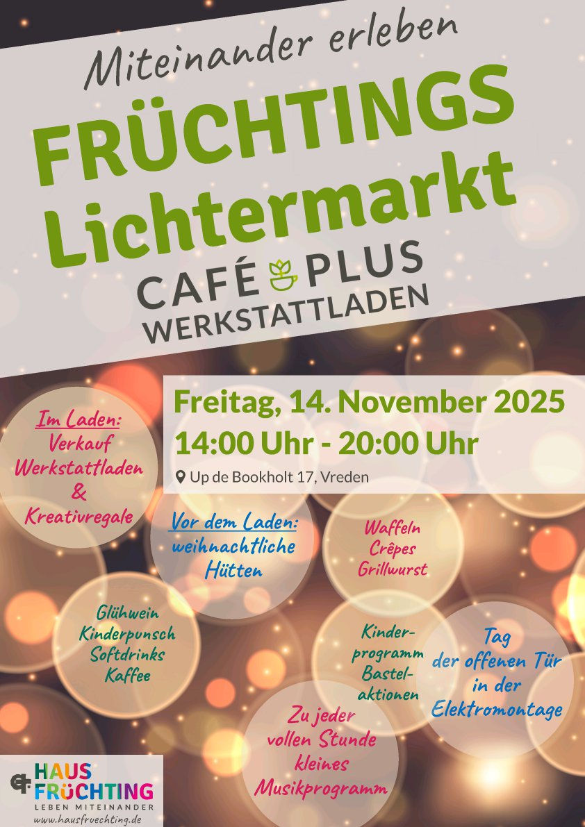 Plakat mit Hinweisen zum Früchtings Lichtermarkt
