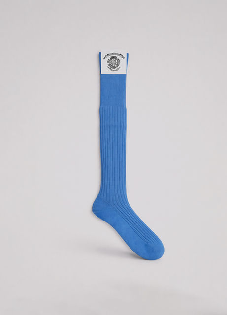mi-bas homme fil d'écosse bleu turquoise vue de profil