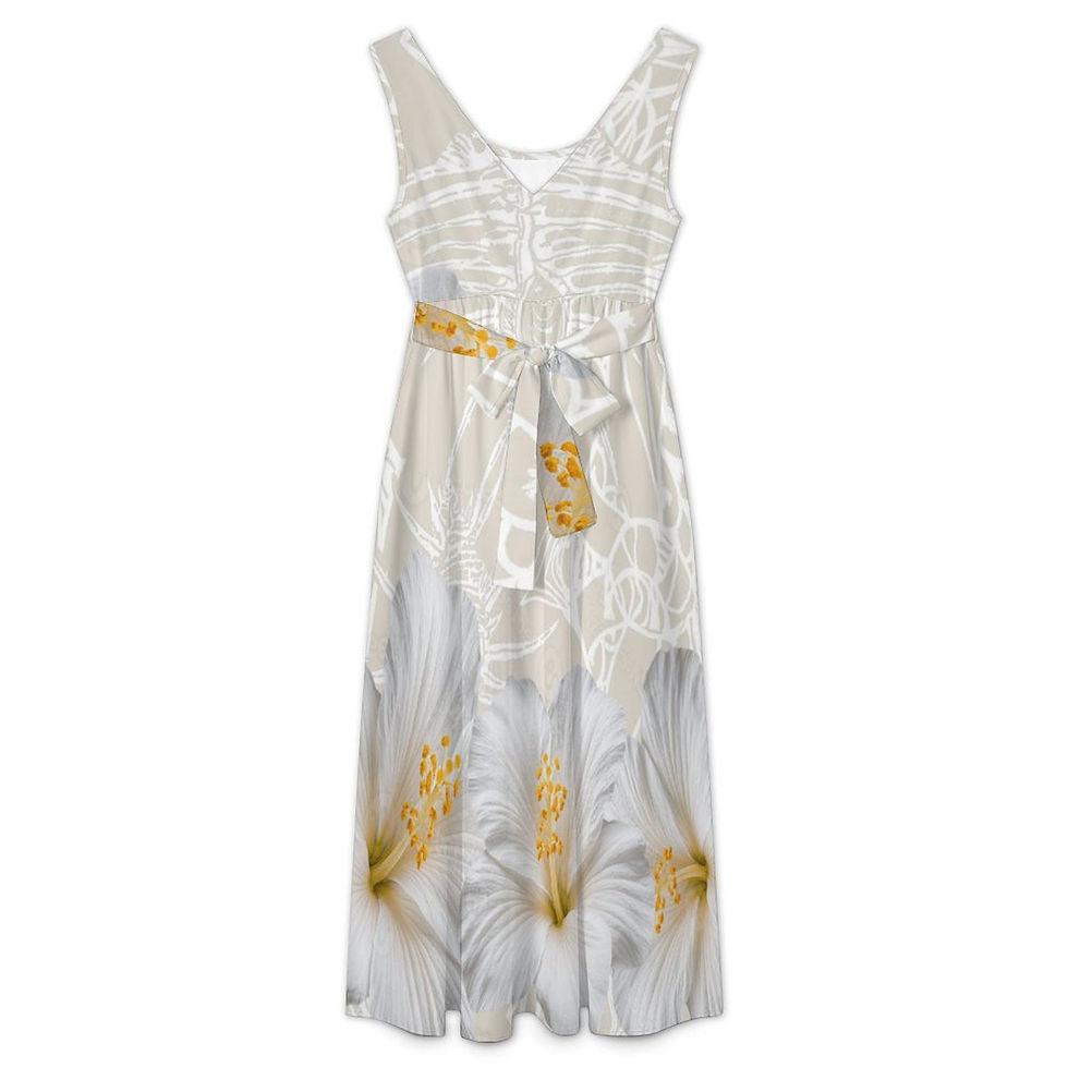 Thumbnail: Ivory Hibiscus V-Neck Dress