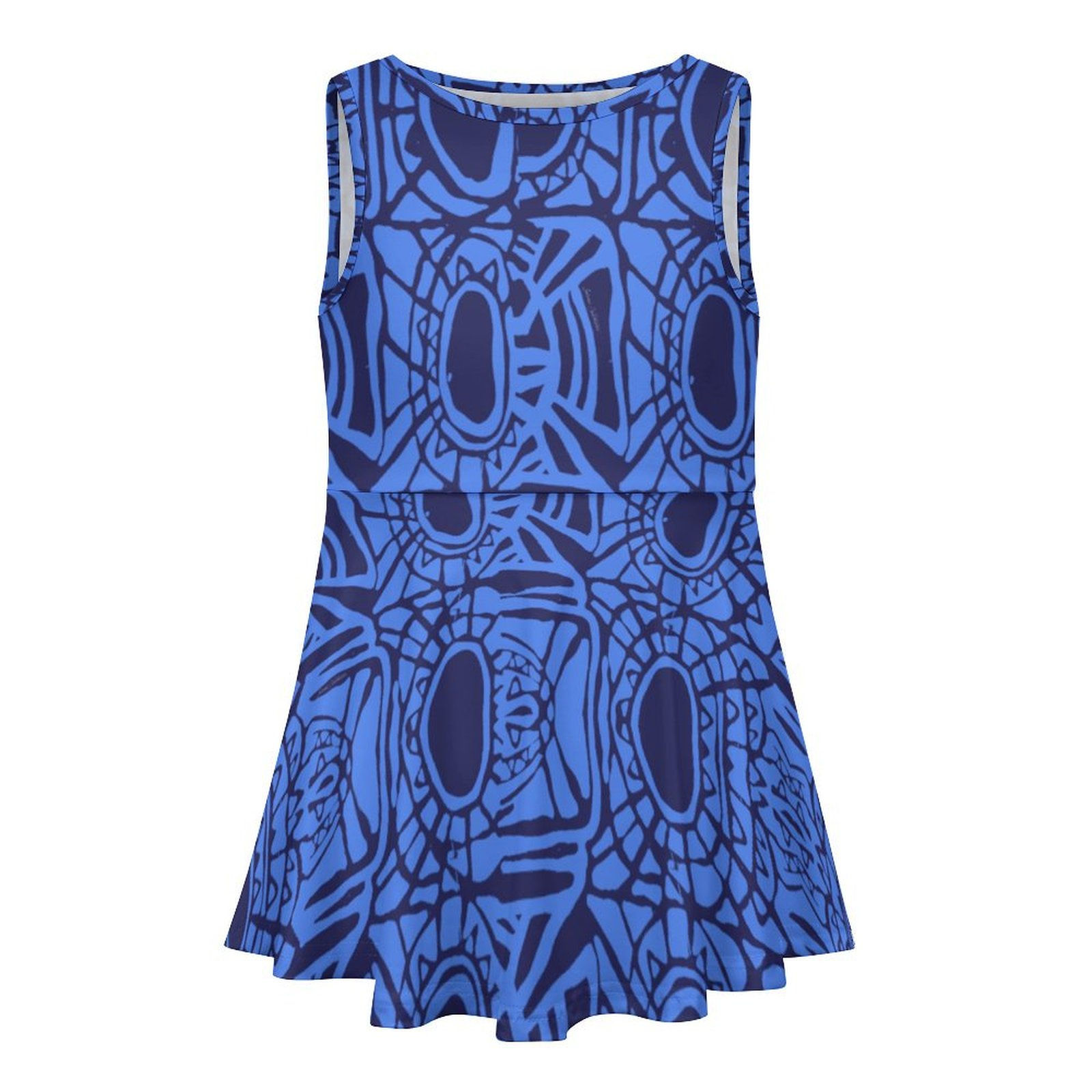 Blue Sleeveless A-Line Dress