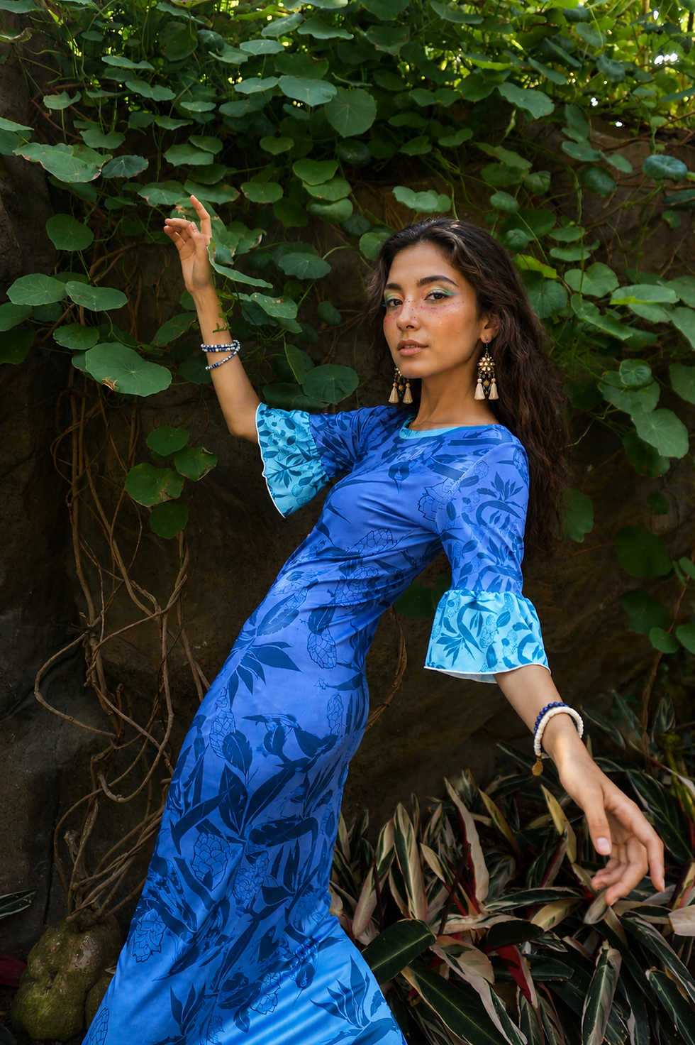 Thumbnail: Nature's Poem Bird Blue Bodycon Dress