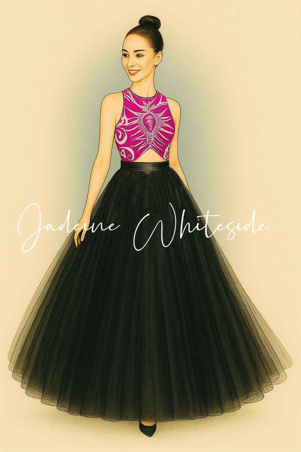 Shell Pink & Black Gown