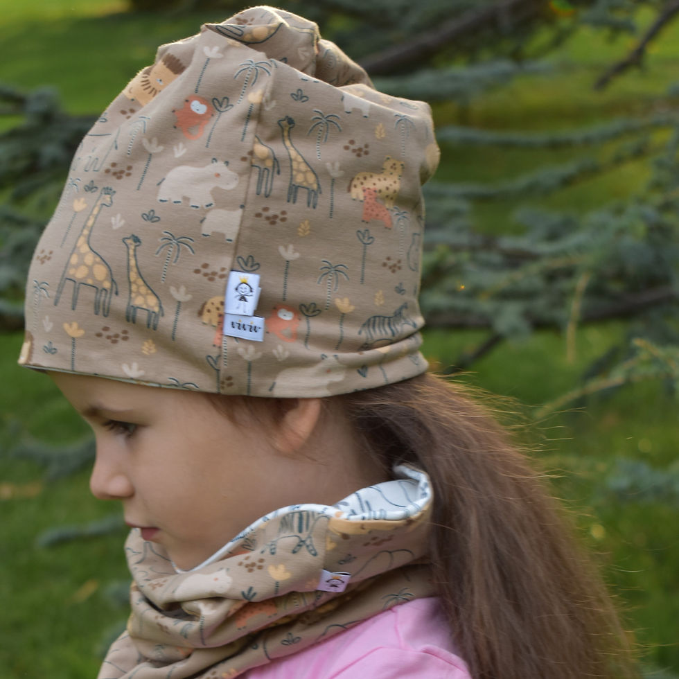 Miniaturbild: Wendbare Kindermütze Safari/ Reversible beanie Safari
