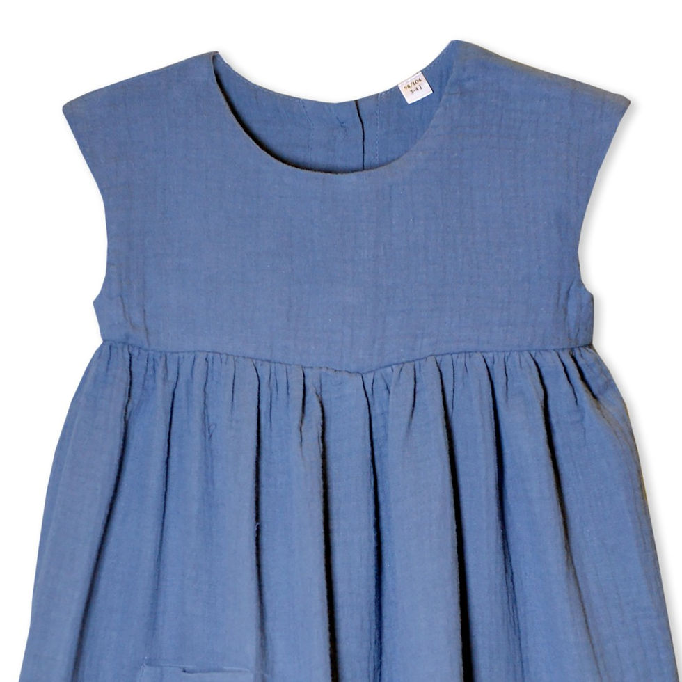Miniaturbild: Sommerrock aus Musselinstoff - Blau/ double gauze dress -Blue