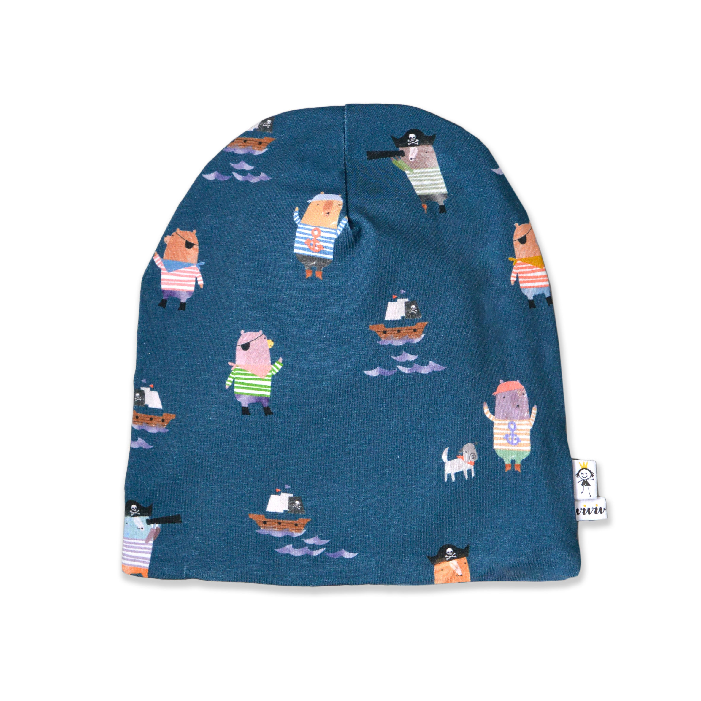 Wendbare Kindermütze Piraten-Tiere/ Reversible beanie  Pirate Animals