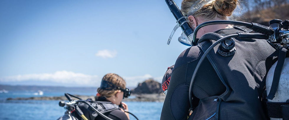 Divers ready to go diving in costa rica