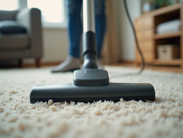 Close-up view of a vacuum cleaner on a carpet