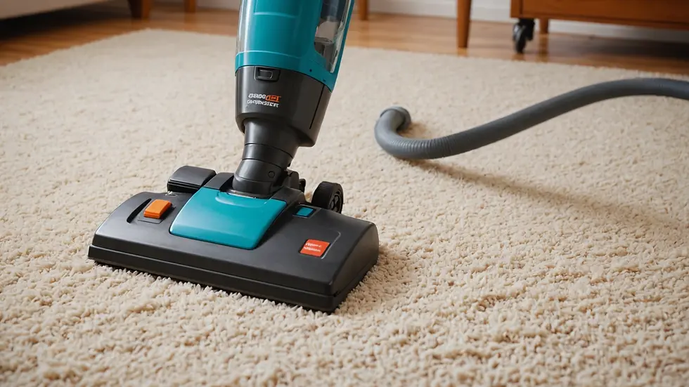 Close-up view of a carpet cleaning process removing paint stains