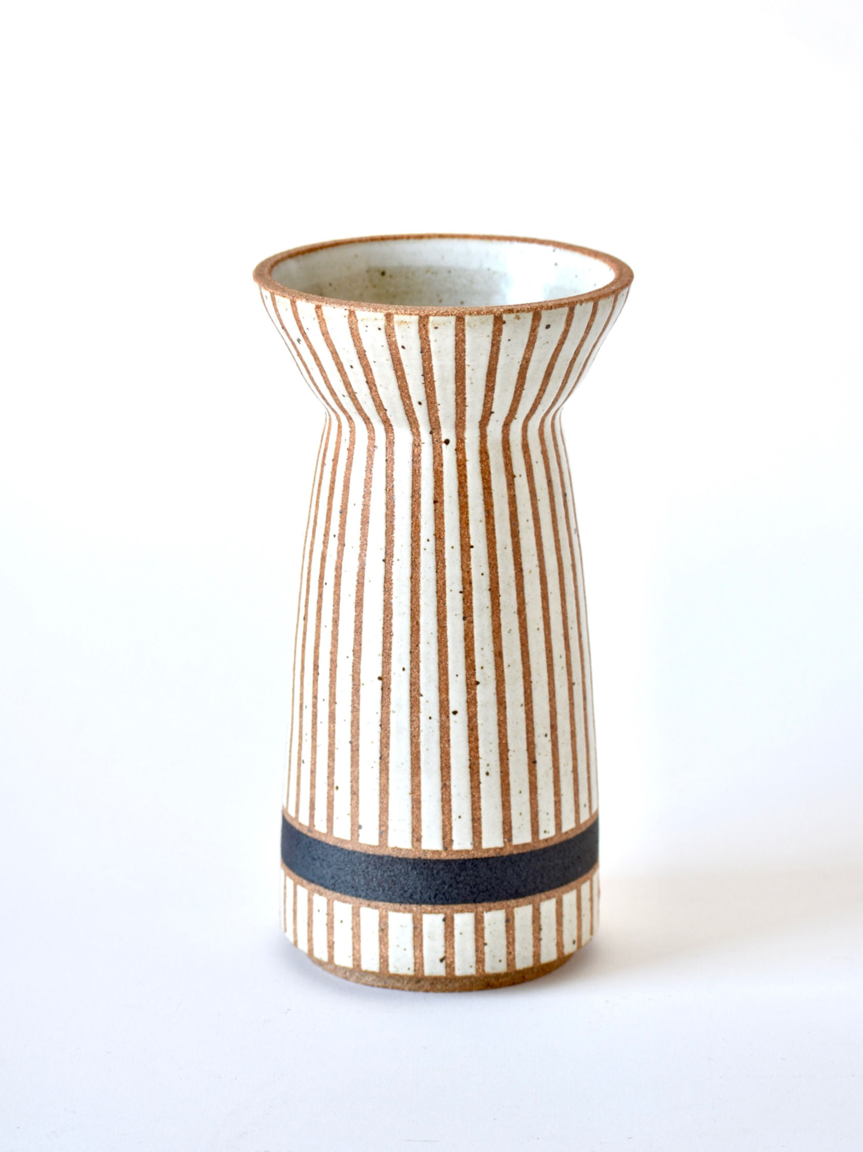Striped Flared Vase in Charcoal
