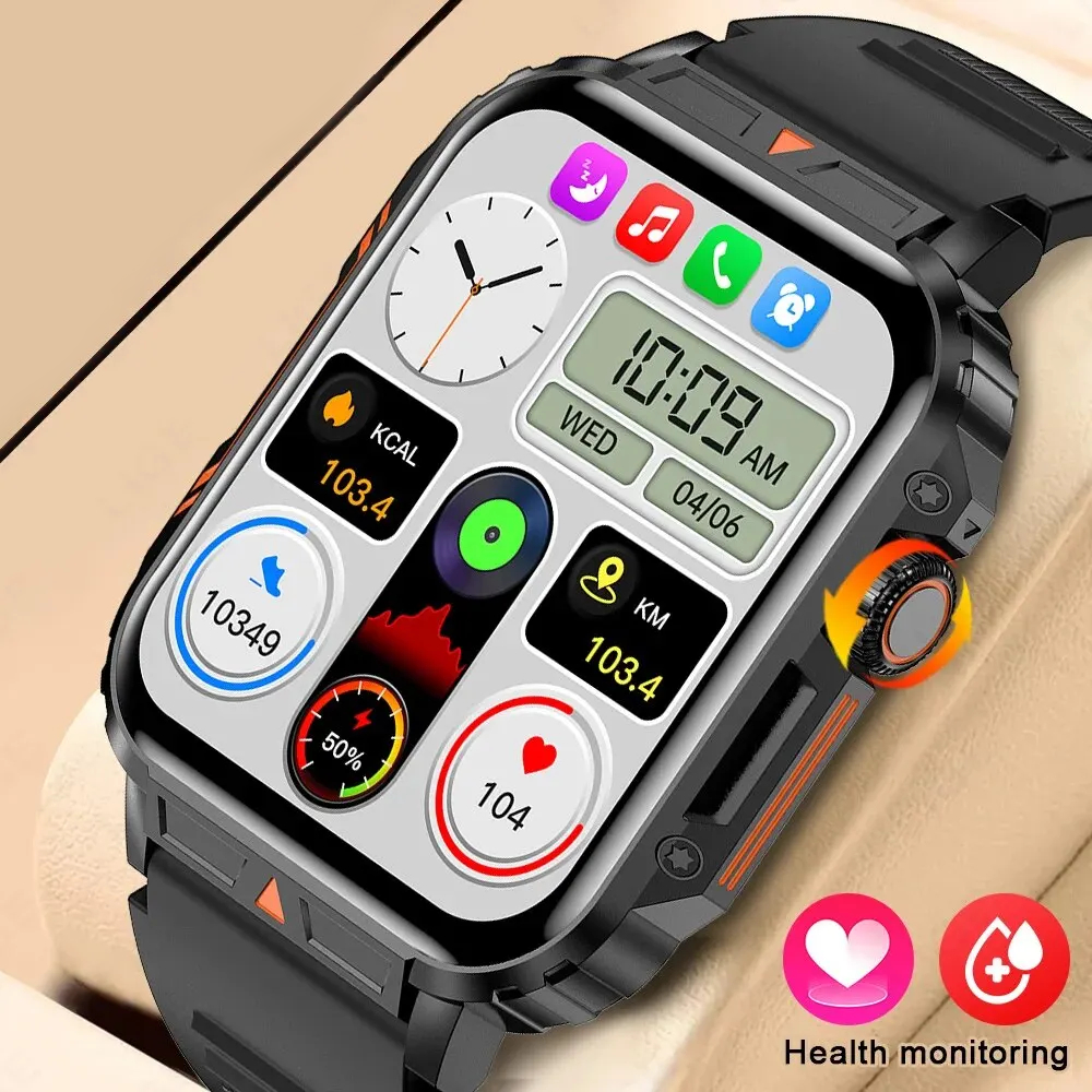 New Smartwatch 1.95 Inch Screen Health Monitoring Watches Android IOS IP68 Water