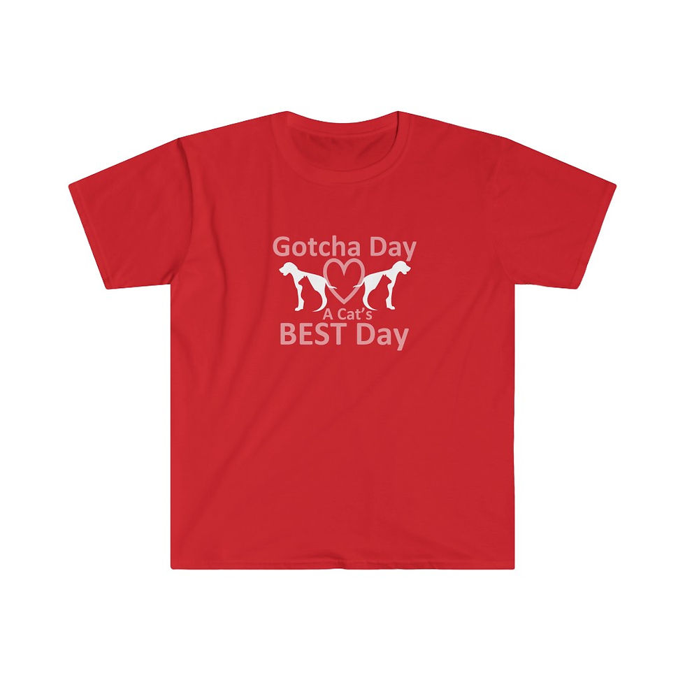 Thumbnail: Gotcha Day a Cat's BEST Day - Unisex Men's Softstyle T-Shirt