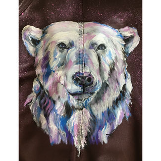 textile painting, textile art, power animals, animal art, tekstiilimaalaus, tekstiilitaide, eläintaide, voimaeläin. polar bear, jääkarhu