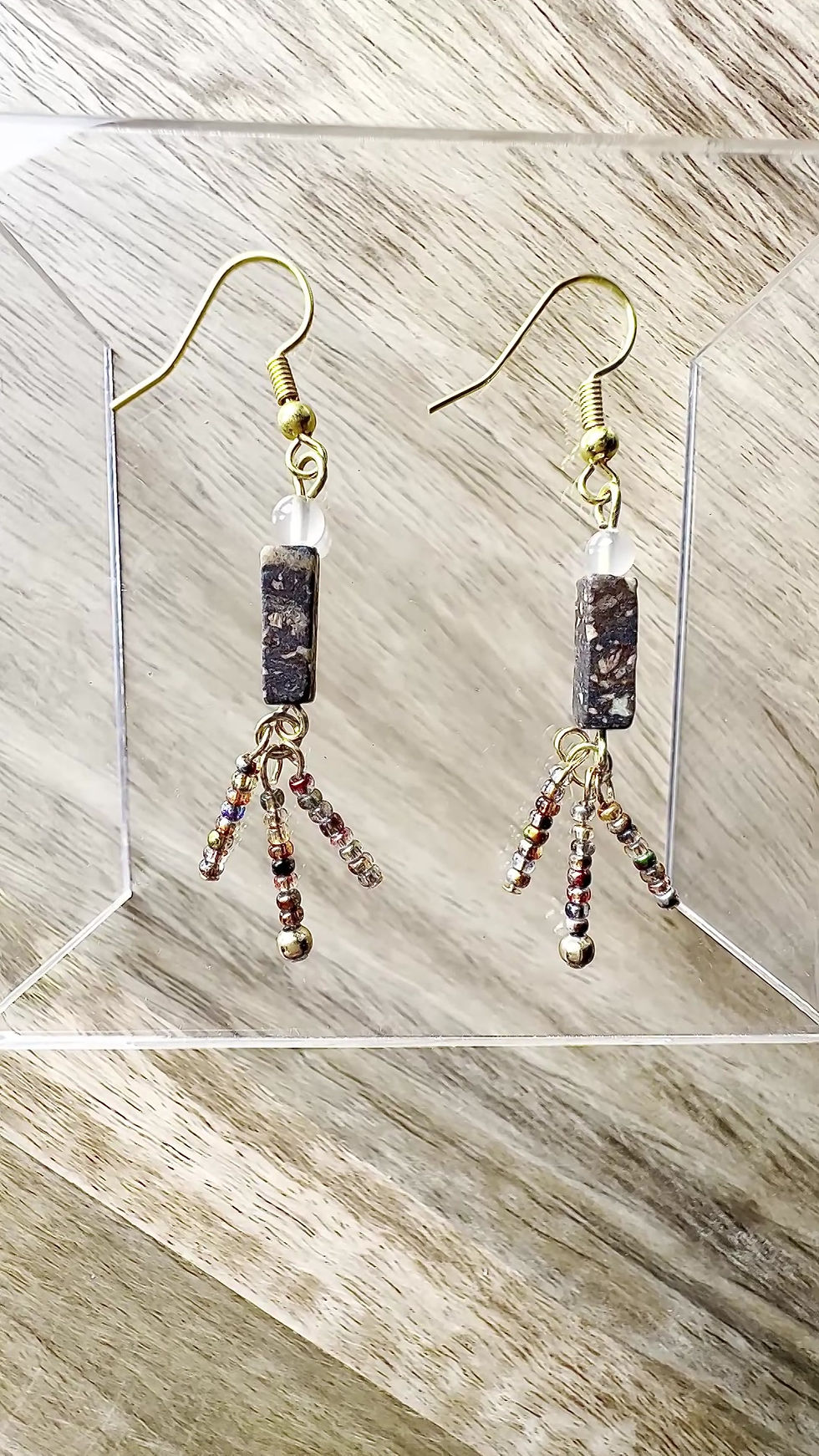 Thumbnail: Pink Feldspar granite natural stone & Czech Crystal Beads