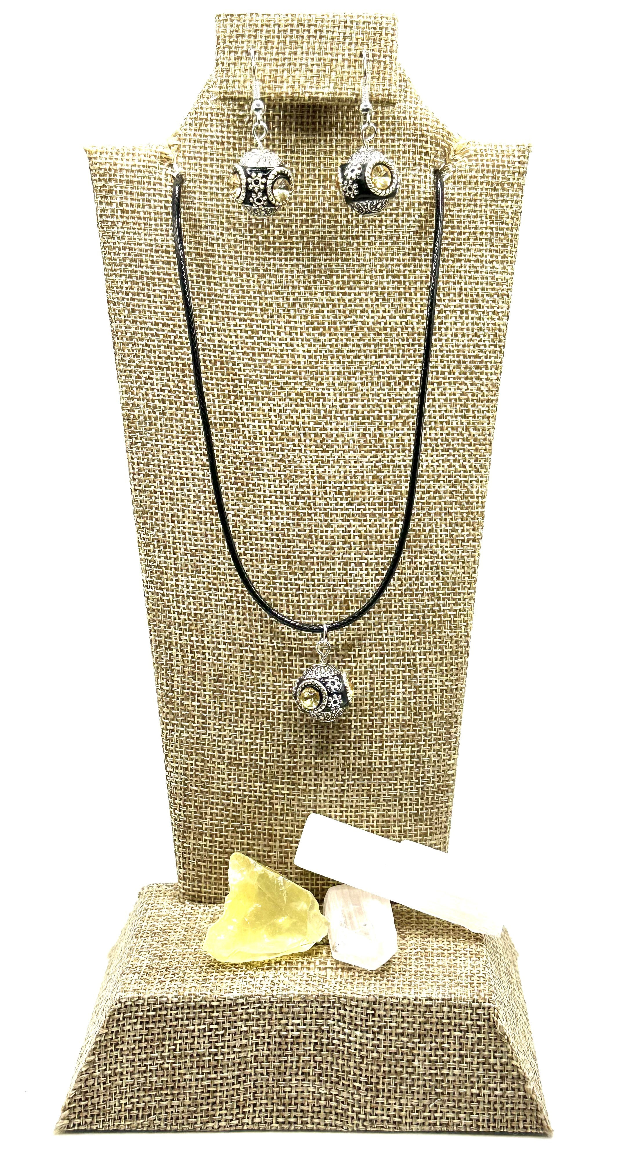 Black New Moon - Necklace & Earrings