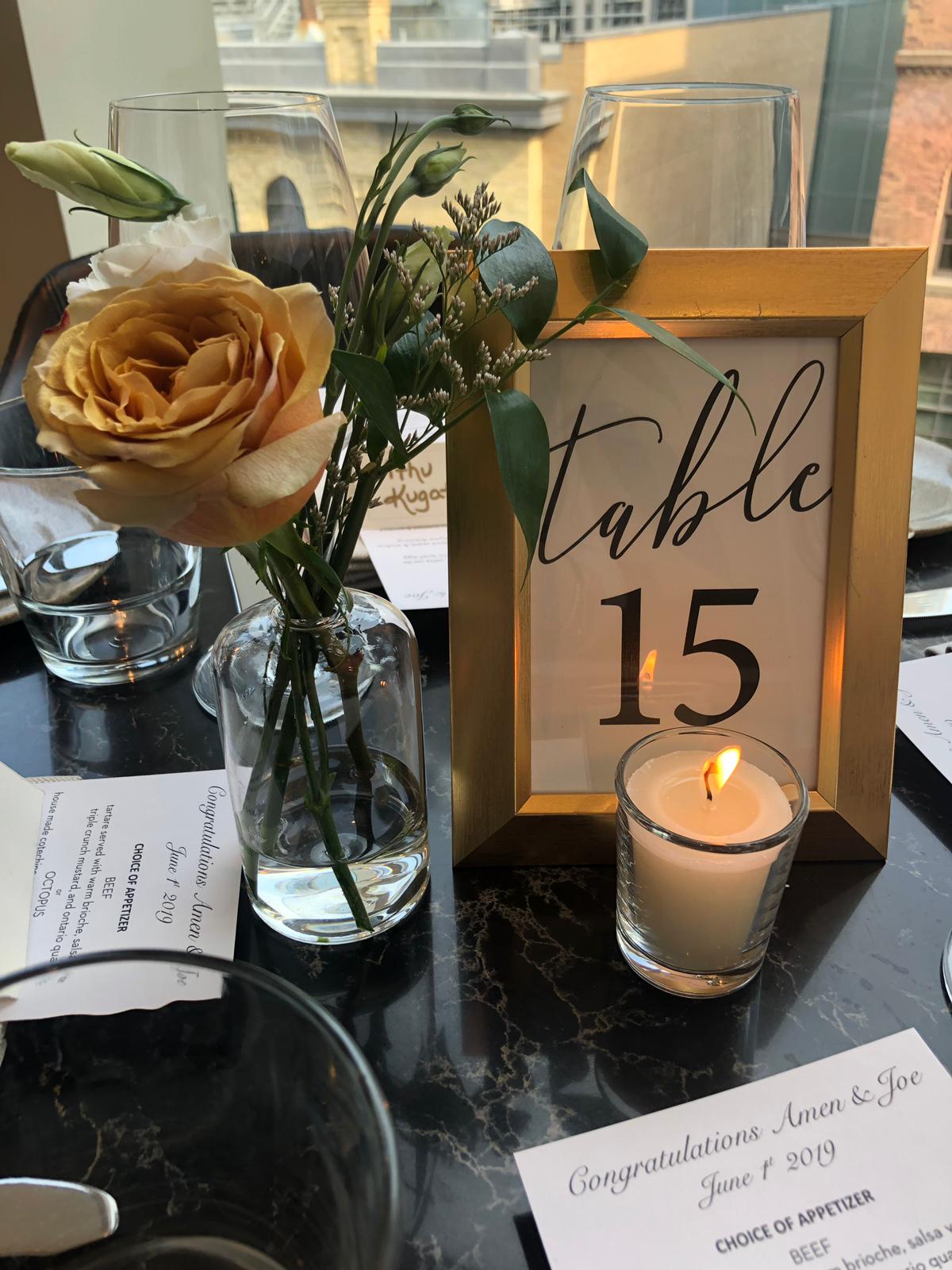 Gold Frame Table Numbers