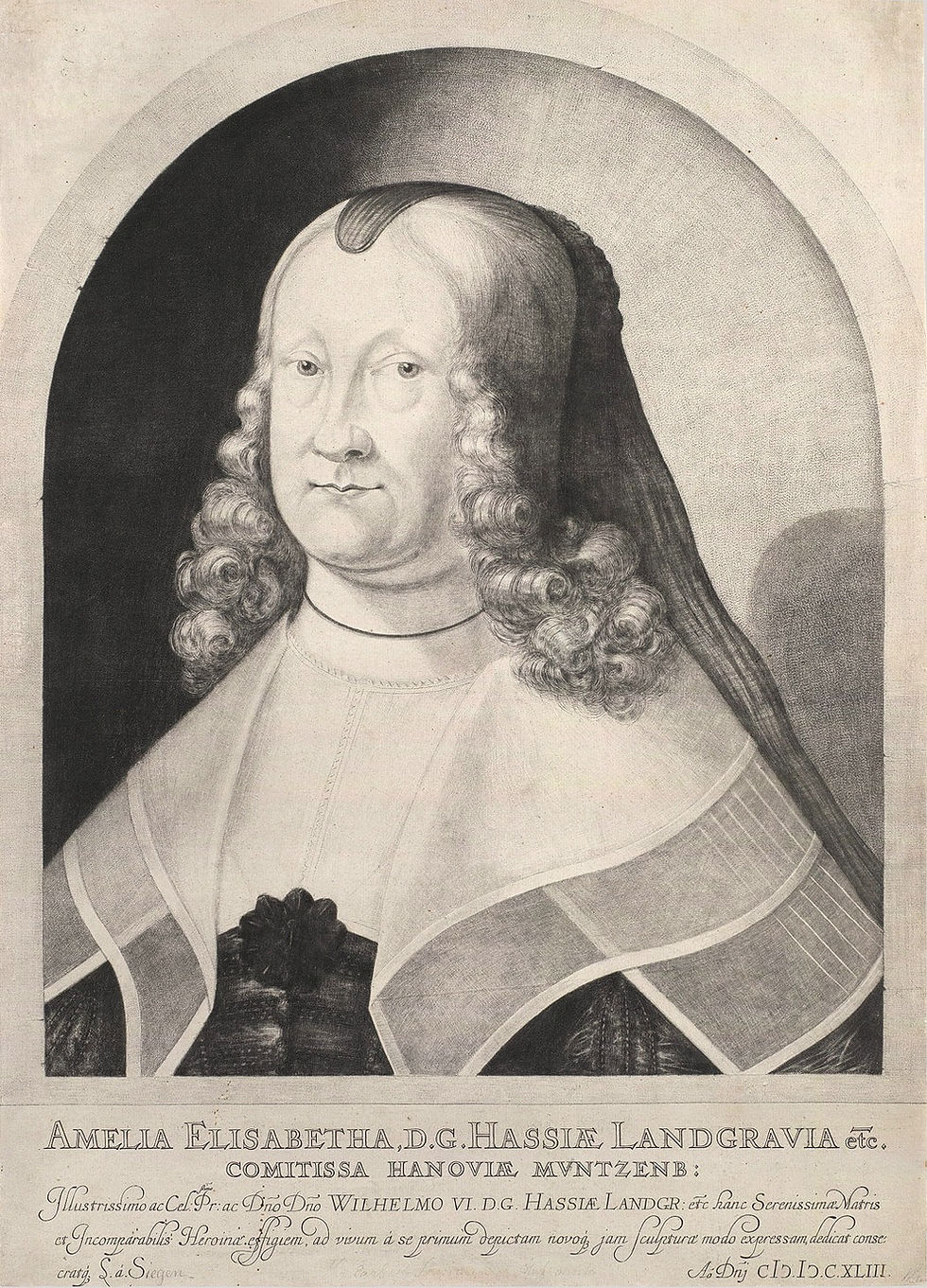 Ritratto di Amelie Elisabeth von Hessen, 1624 - Ludwig von Siegen (La prima maniera nera realizzata)