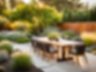Photo of a Drought Tolerant Landscape Design with Entertainment Area