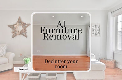 Remove furniture and clutter from room photos