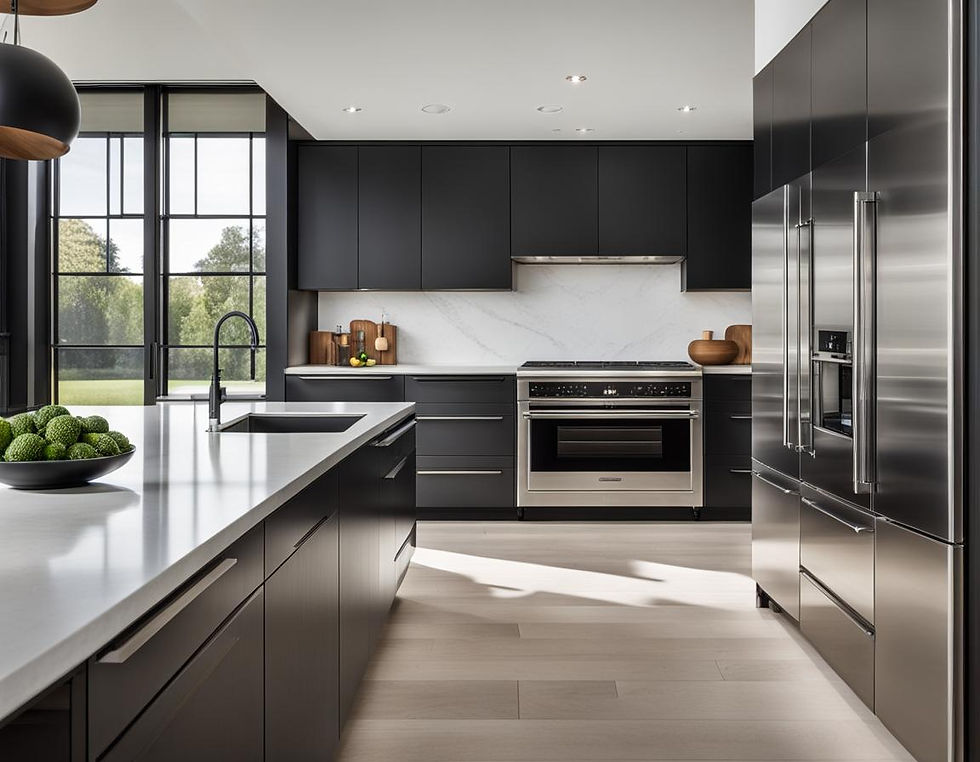 Experience the timeless elegance of Bauhaus design in this sleek and functional kitchen, featuring clean lines, geometric shapes, and a harmonious blend of form and function.