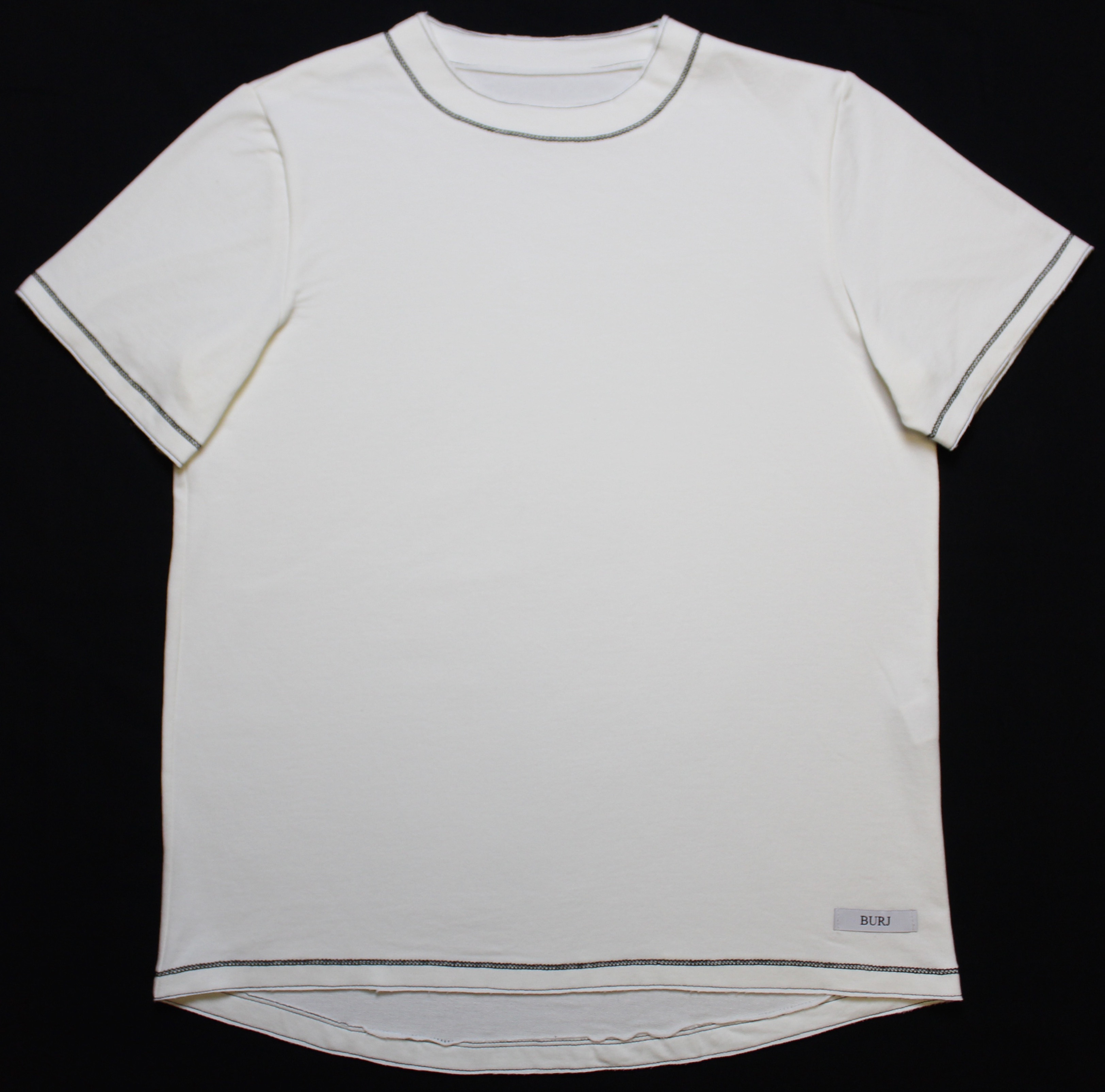 Burj T-Shirt - White with Black Stitching