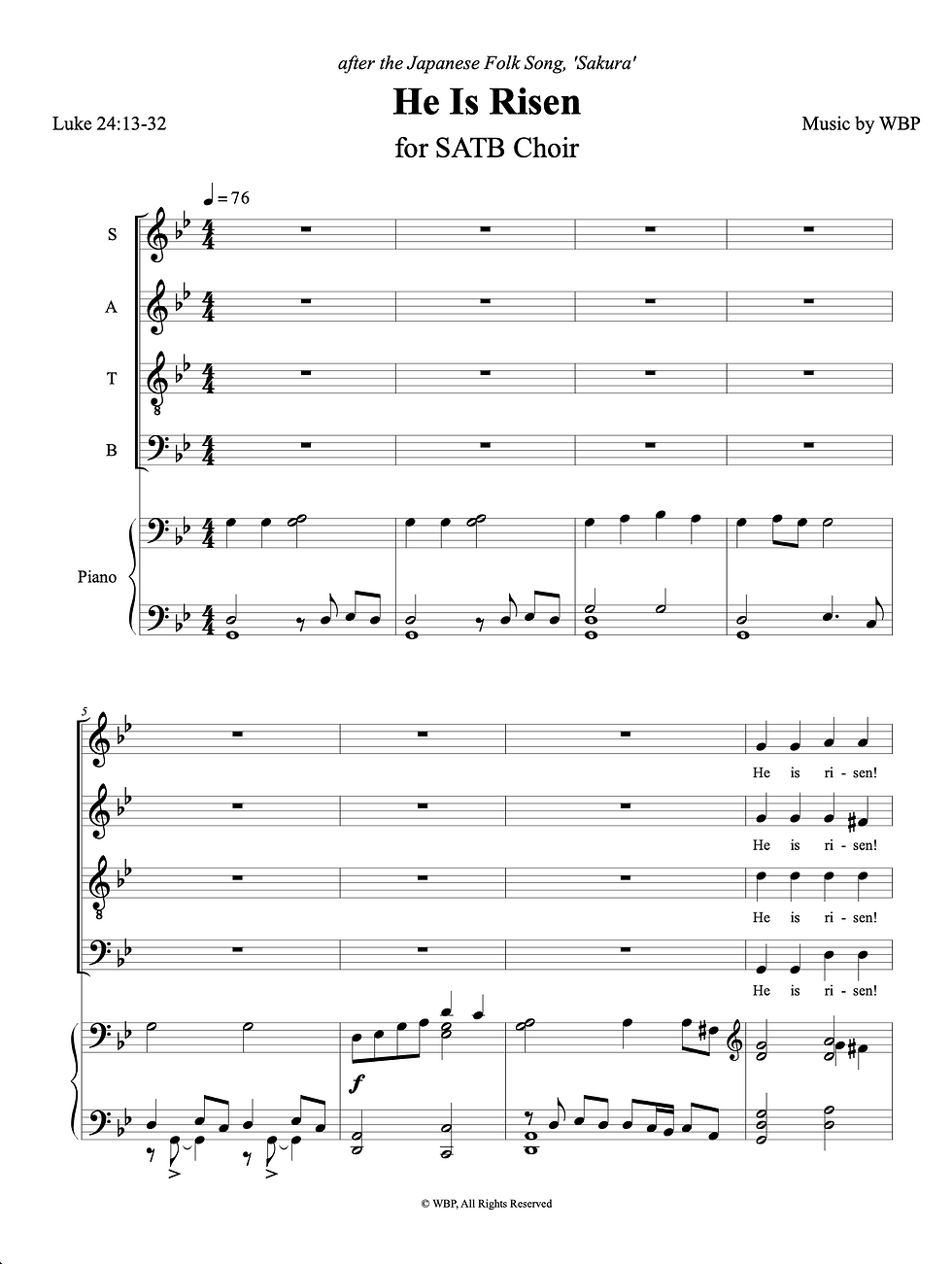 Thumbnail: He is Risen (SATB)