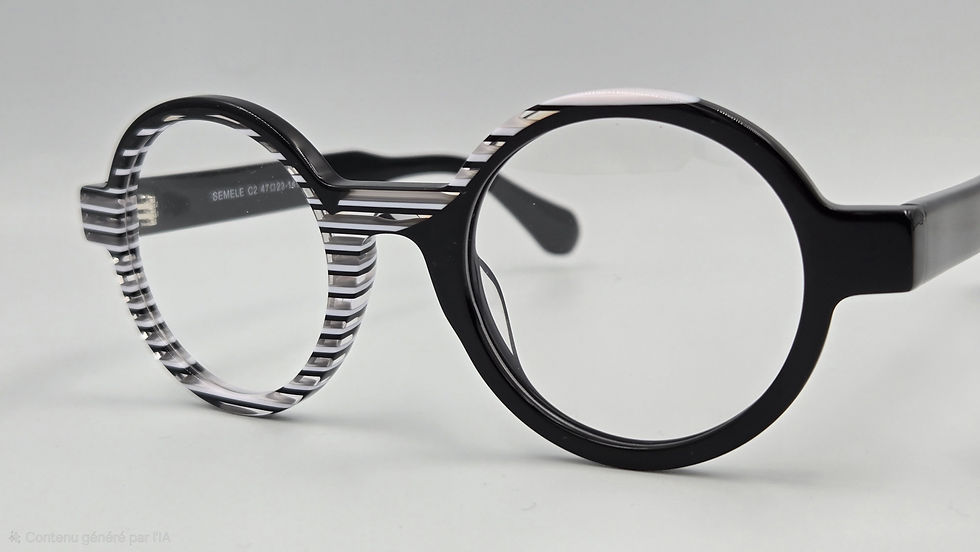 lunettes créateur originales plastique noire et blanche asymétrique chez votre opticien à boulogne sur mer outreau wimereux calais et la cote d'opale