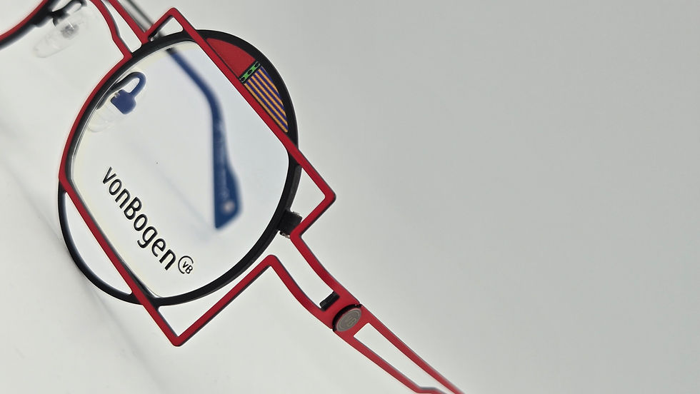 lunettes de créateur en métal asymétriques originales et colorées de la marque vonbogen chez votre opticien à boulogne sur mer outreau wimereux calais et la cote d'opale