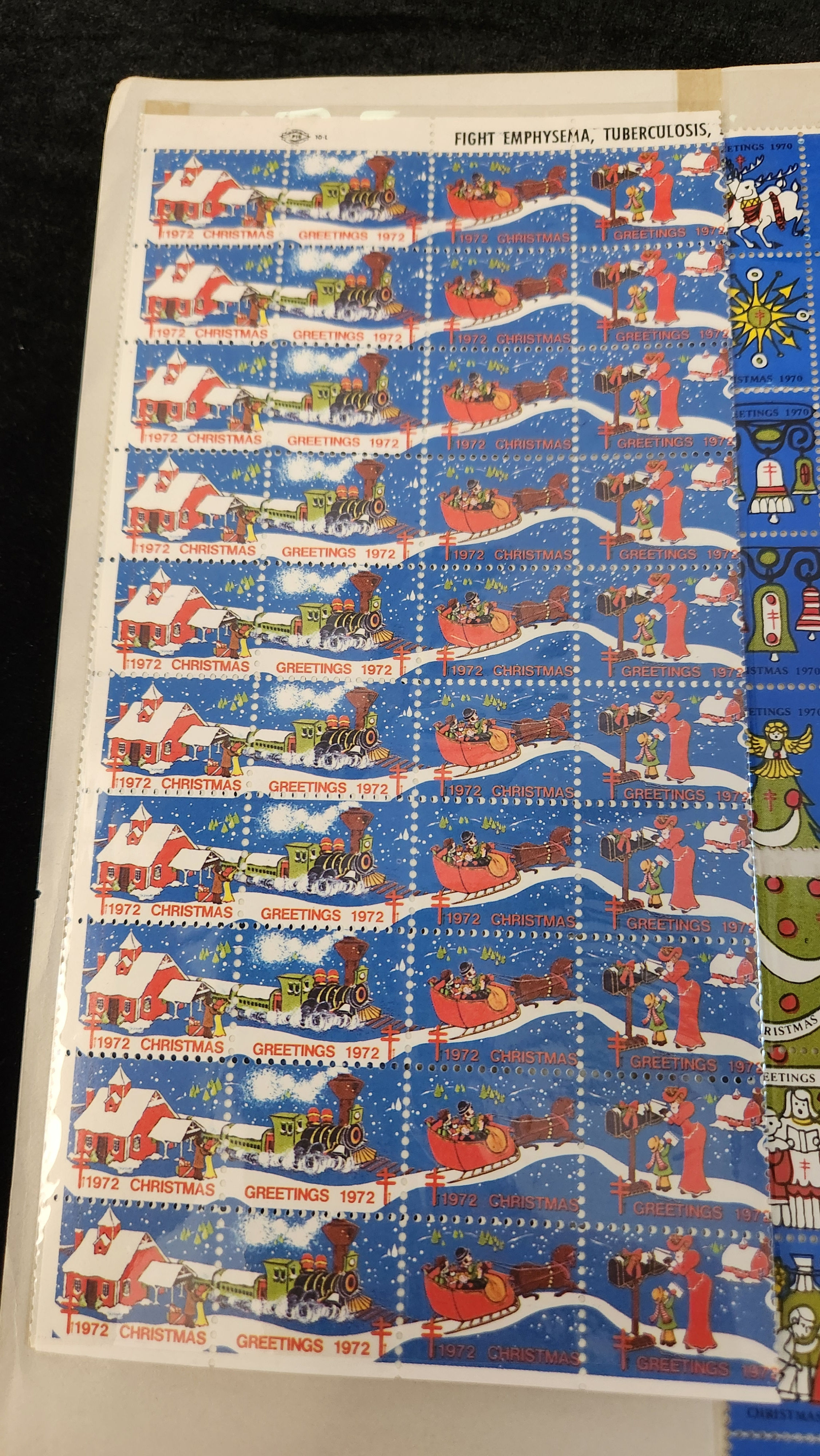 1972 & 1970 Vintage American Lung Assoc.100 Christmas Seals Stamps