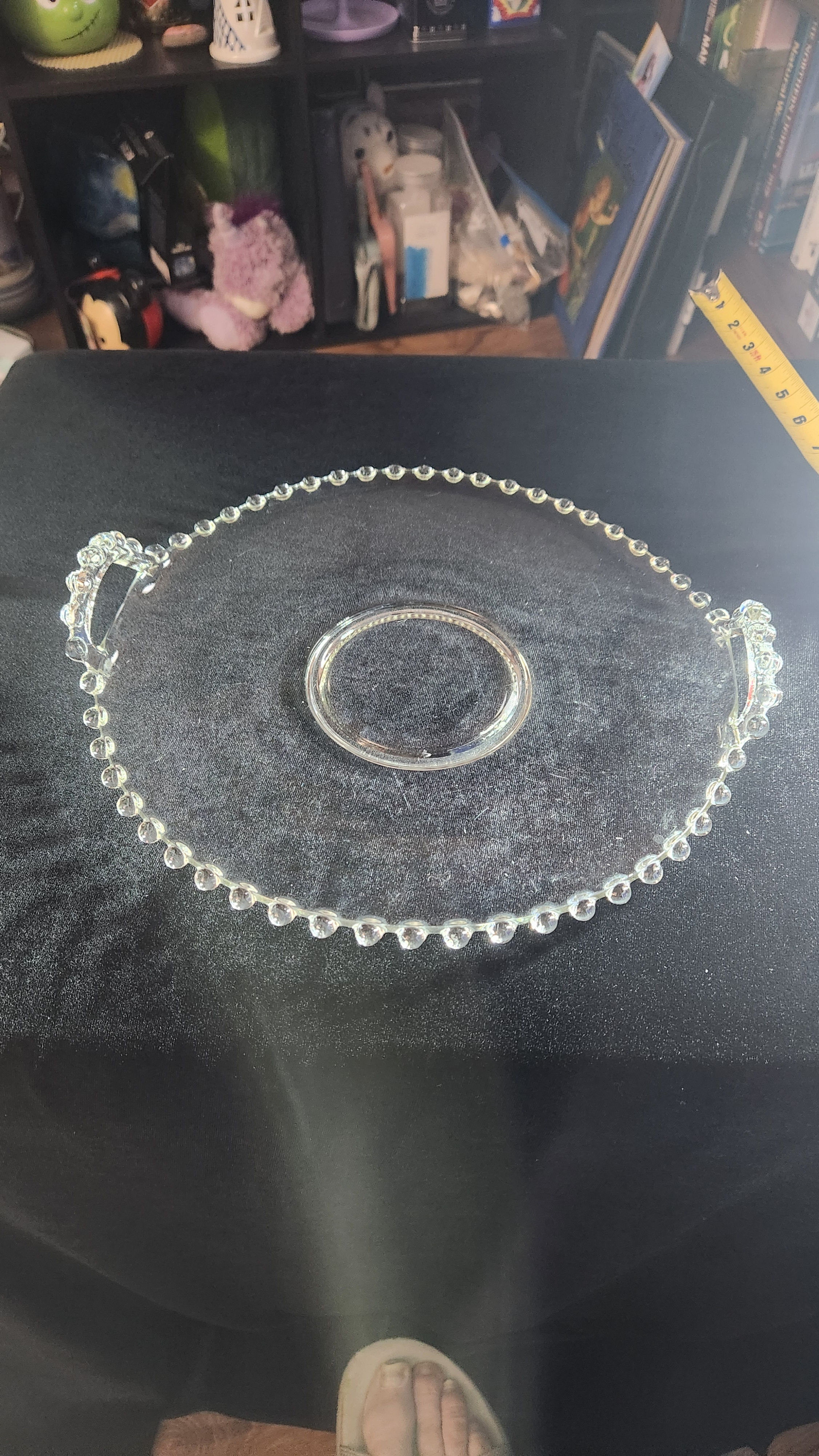 Vintage Imperial "Candlewick" 10" handled plate platter or cake plate