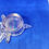 Thumbnail: Vintage Blue Carnival Glass Iridescent Dragonfly Tealight Candle Holder