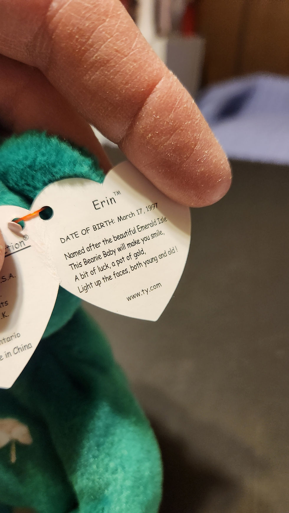 Thumbnail: Erin the Bear 1997 Vintage Beanie Babies