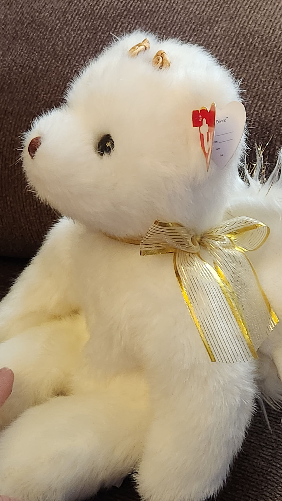 Thumbnail: Vintage "Divine the Bear" TY 2001 Retired 14" Angel Bear