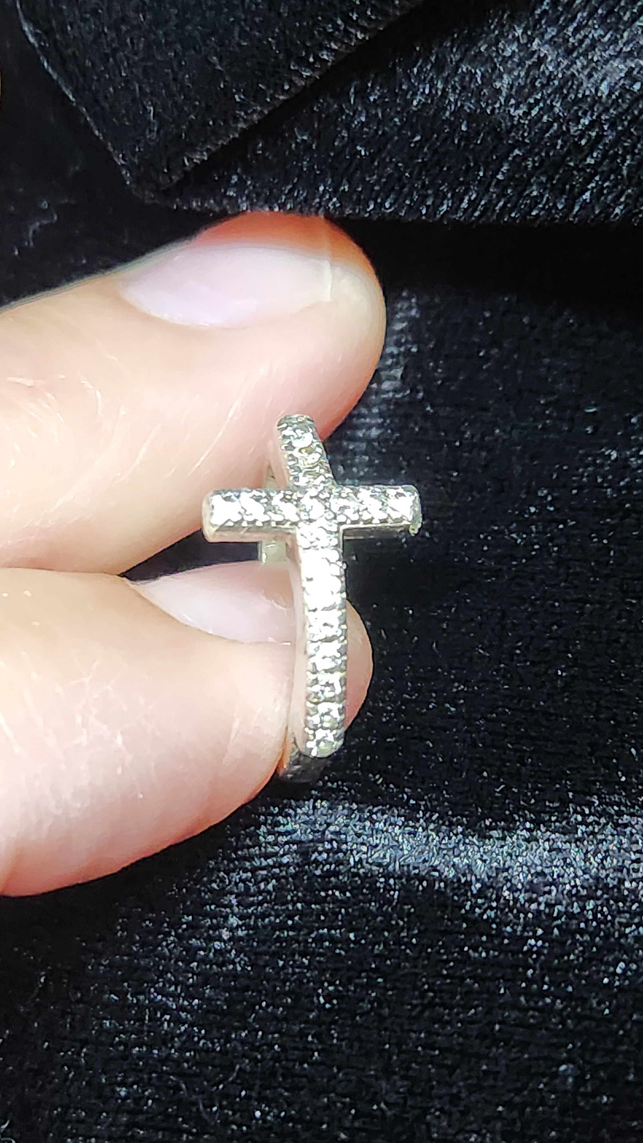 Diamond Chip Cross Ring size  4 1/2 - 5