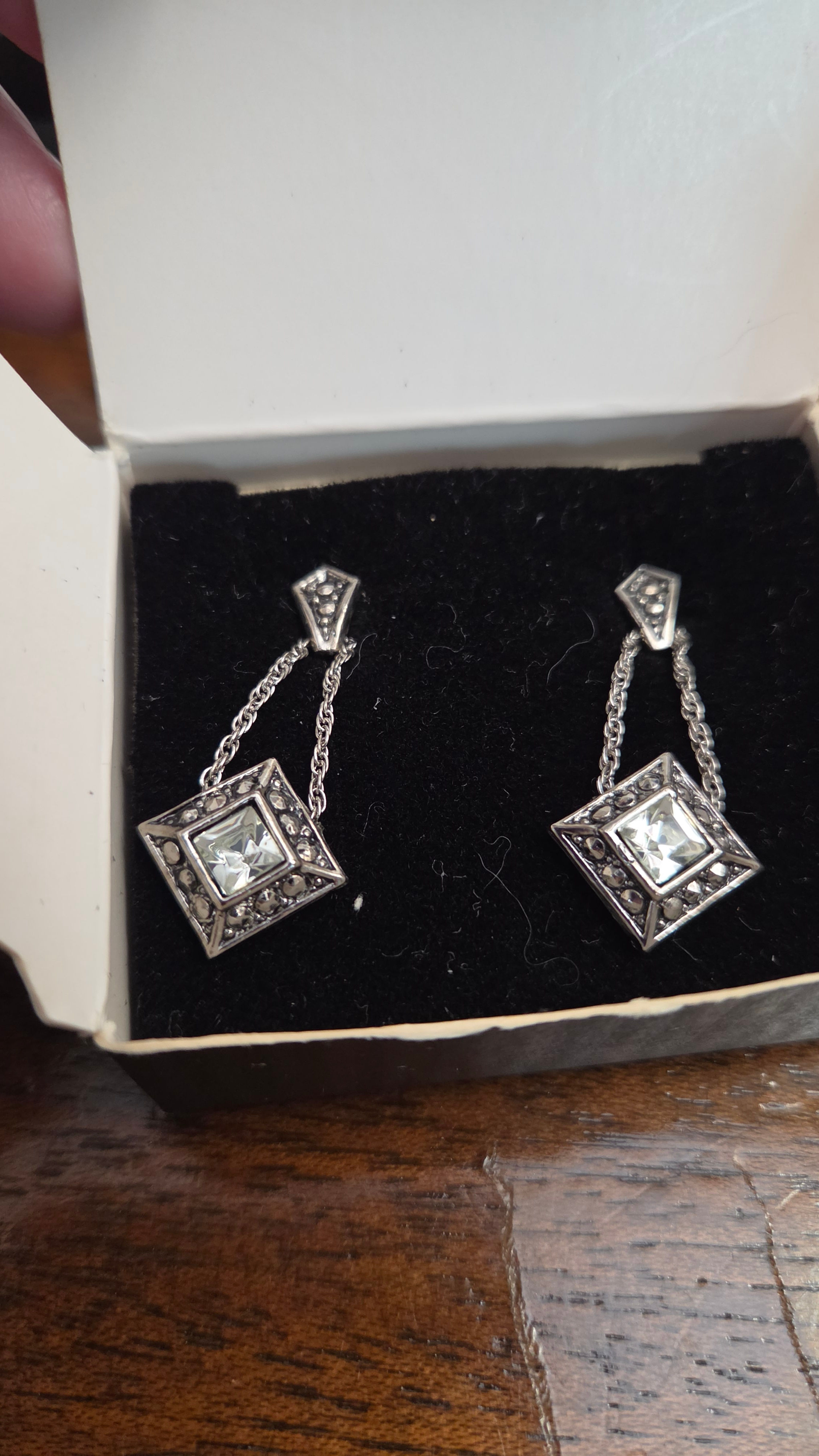 Vintage Avon Rhinestone Crystal Sleek Drop Earrings