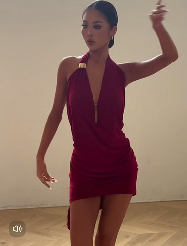 ラテンワンピース　ZYM
ライトブルー フリンジ付き 社交ダンスドレス Mサイズ Feeling First」 ラテンワンピース【ZYM 2419】 | adsjapan