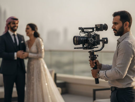 A young male wedding videographer in Dubai