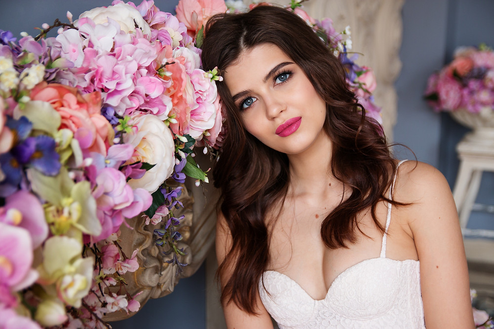 beautiful wedding bride, all dressed up and photographed.