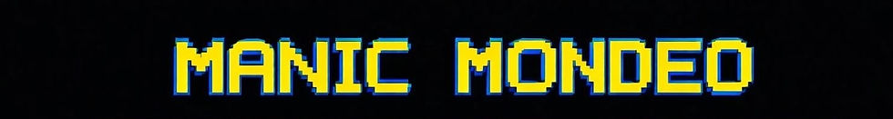 Logo of Manic Mondeo, looking like a 1980s computer game.